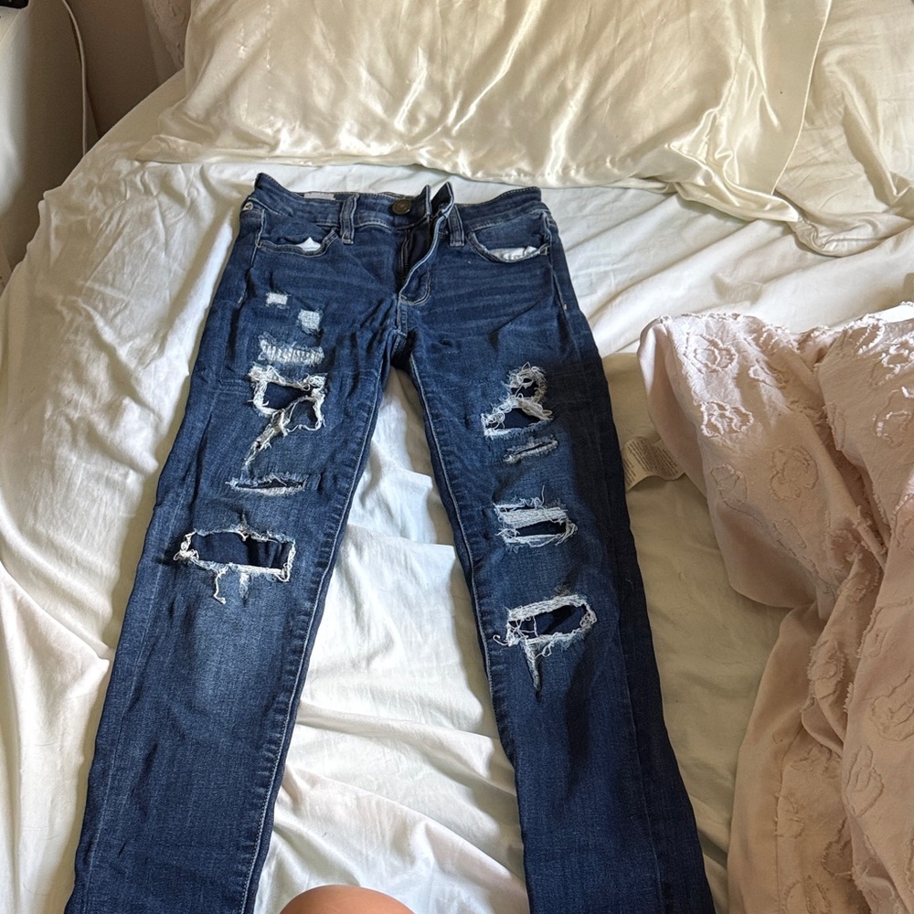 American Eagle Outfitters Blue Distressed Skinny Jeans